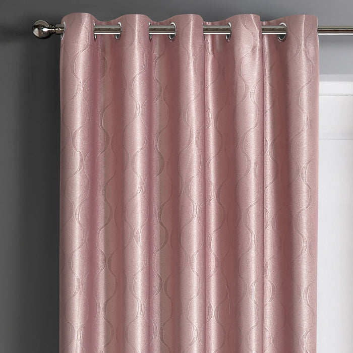 Evisa Blush Pink Thermal Dimout Ready Made Eyelet Curtains