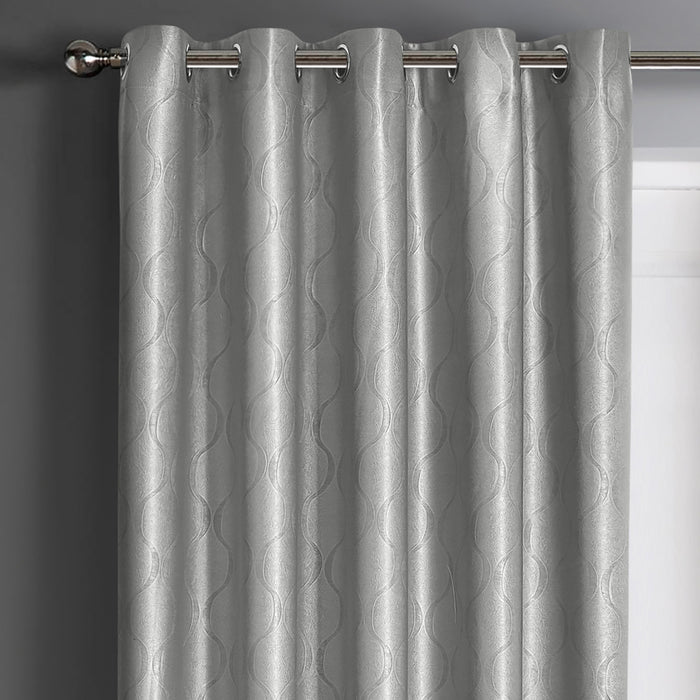 Evisa Silver Thermal Dimout Ready Made Eyelet Curtains