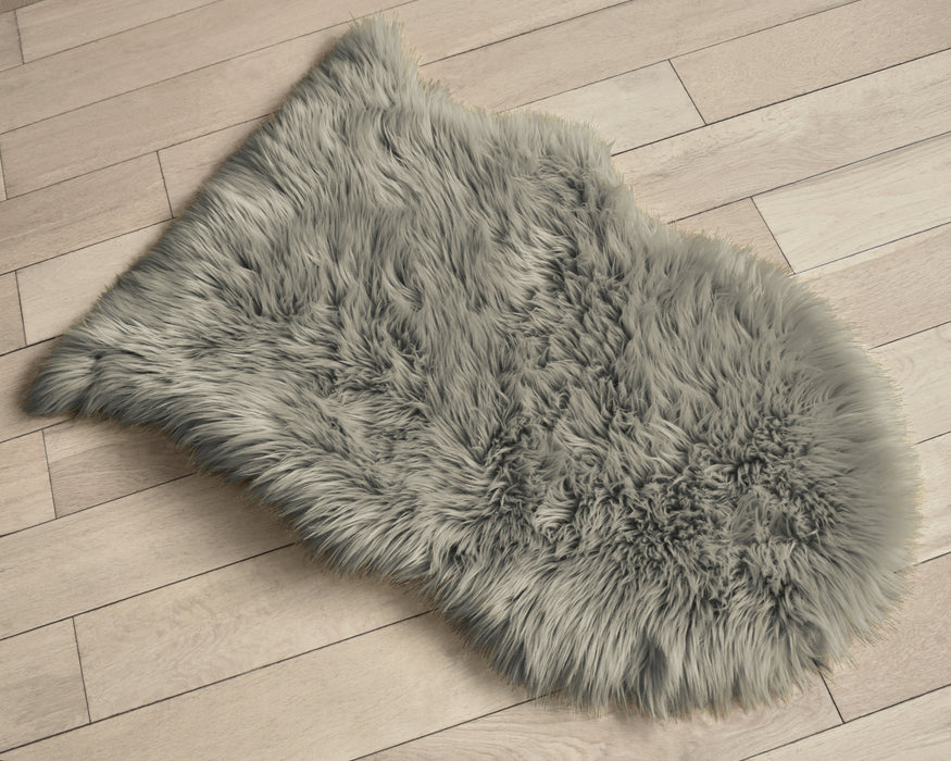 Luxury Grey & Beige Faux Fur Sheepskin Rug