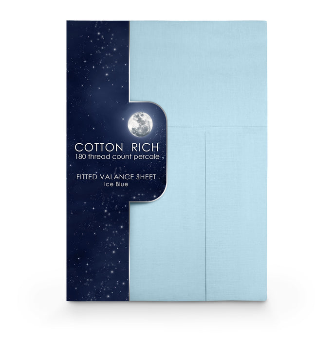 Percale Plain Dyed Valance Sheet Ice Blue