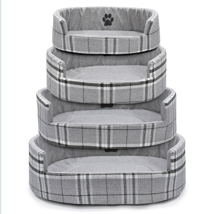 Luxury Grey Check Pet Bed Nest