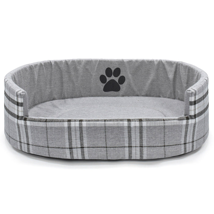 Luxury Grey Check Pet Bed Nest