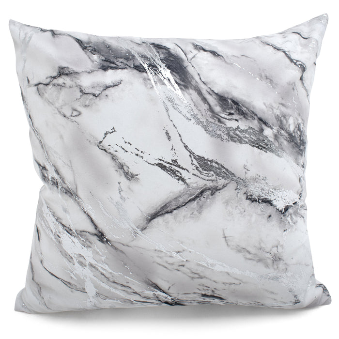 Metallic Foil Grey Marble Cushion Cover