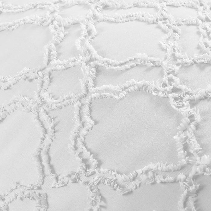 Kiera Tufted White Duvet Cover & Pillowcase Set
