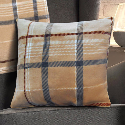 Luxury Flannel Check Natural Cushion Cover
