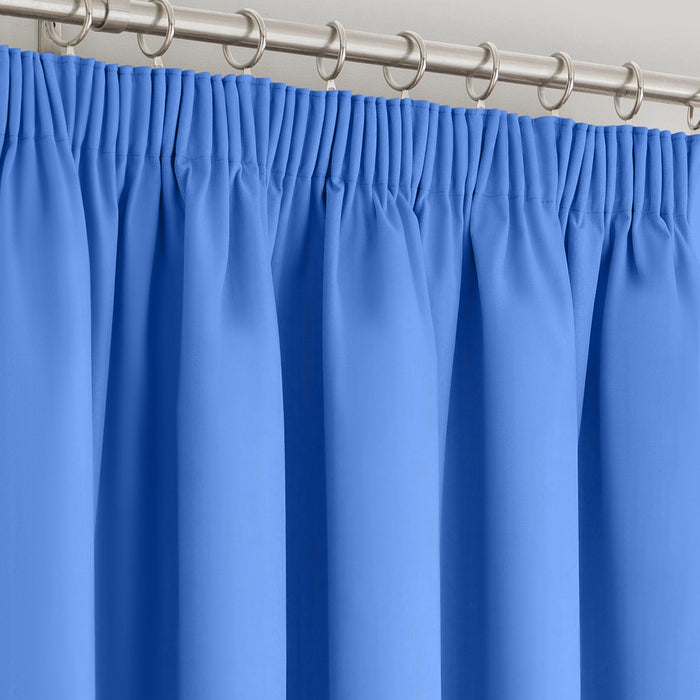 Manhattan Blue Pencil Pleat Blackout Curtains