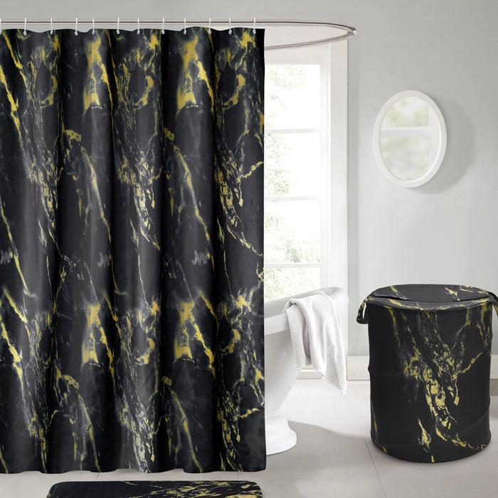 Luxury Black & Gold Marble Shower Curtain