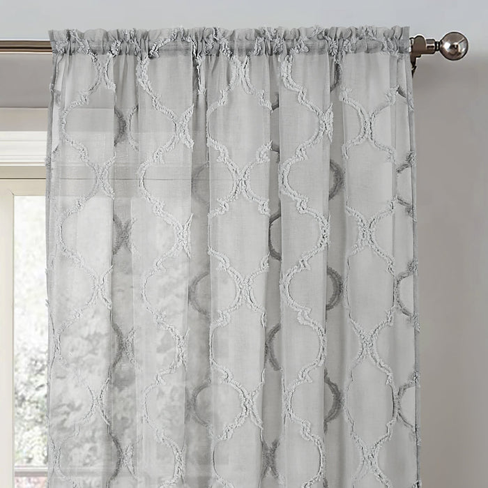 Mariella Grey Tufted Voile Panel