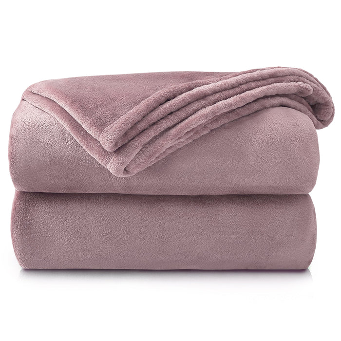 Plain Flannel Faux Mink Mauve Throw Blanket