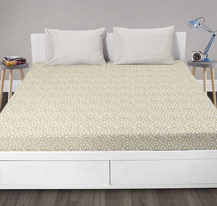 Maya Natural Floral Fitted Sheet