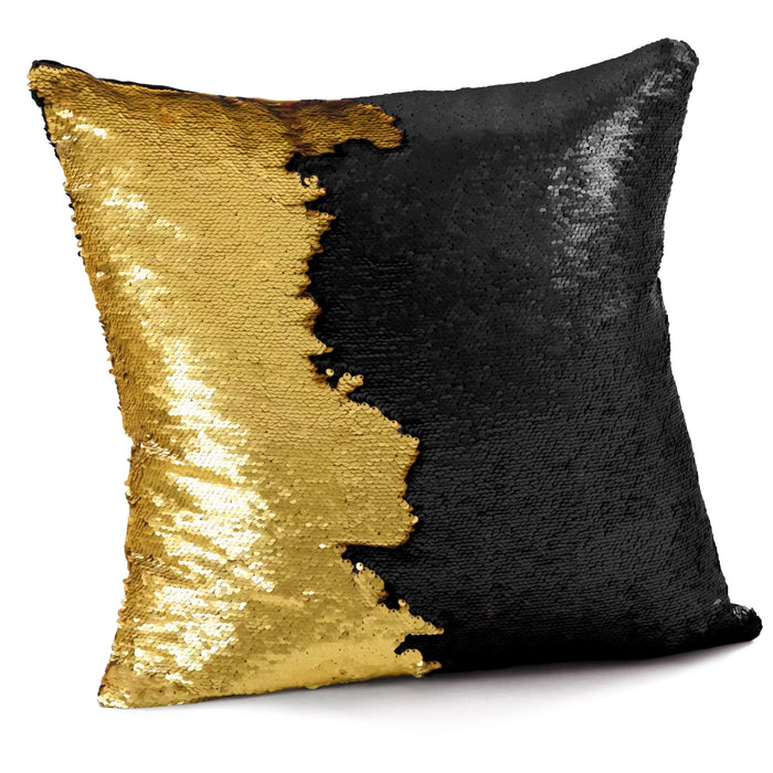 Mermaid Sequins Black & Gold Cushion Cover