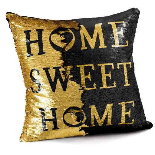 Home Sweet Home Mermaid Sequins Black & Gold Cushion Cover