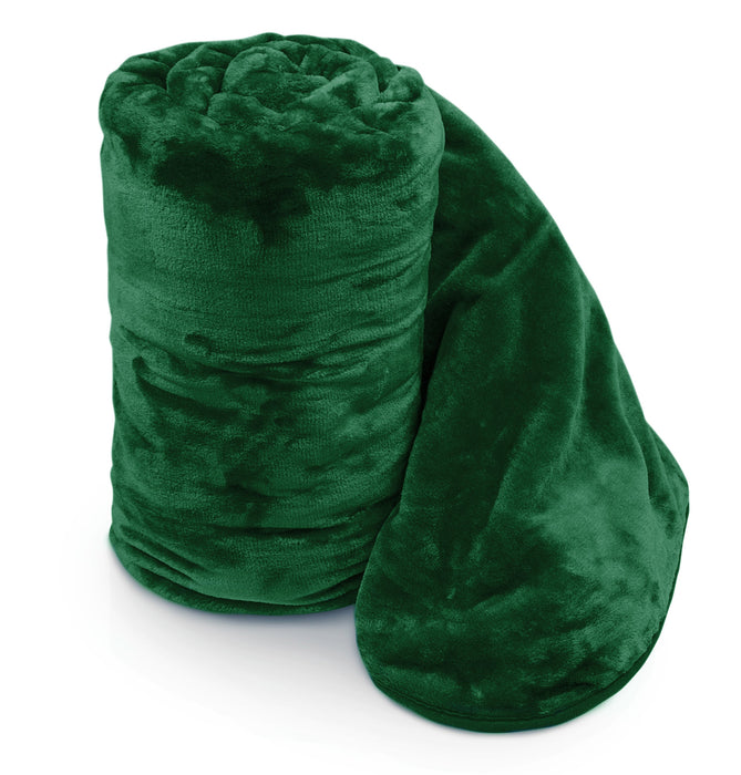 Plain Faux Fur Mink Emerald Green Throw Blanket