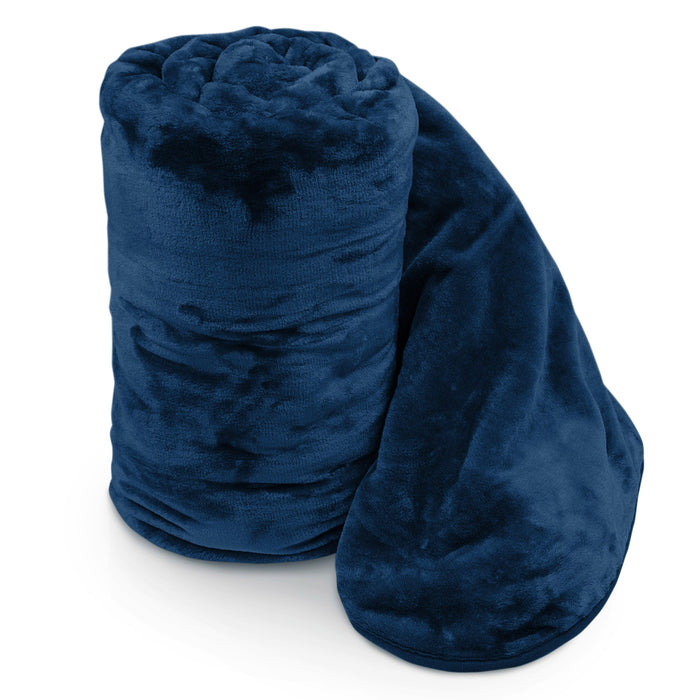 Navy Blue Faux Fur Mink Blanket