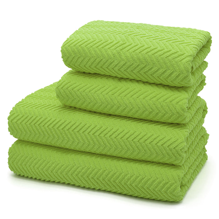 Moda Chevron 500gsm Cotton Lime Green Towels