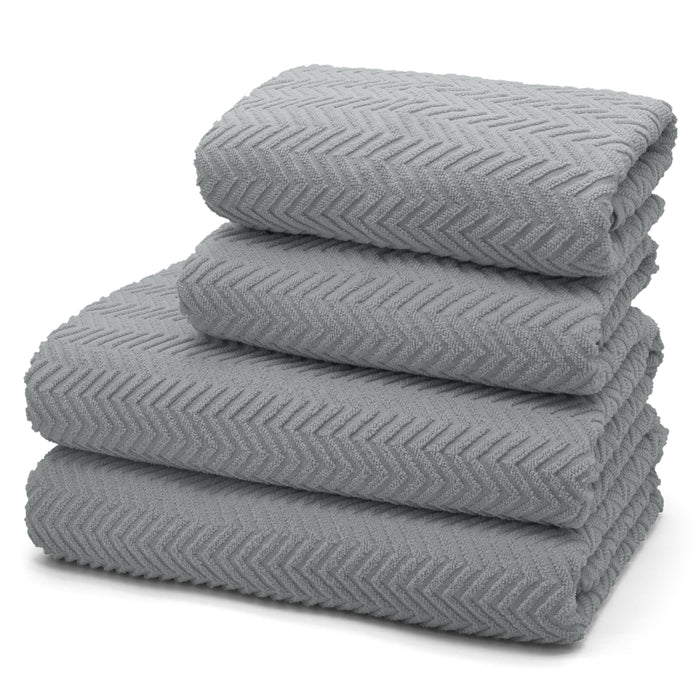 Moda Chevron 500gsm Cotton Silver Towels