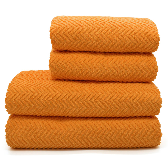 Moda Chevron 500gsm Cotton Tangerine Towels