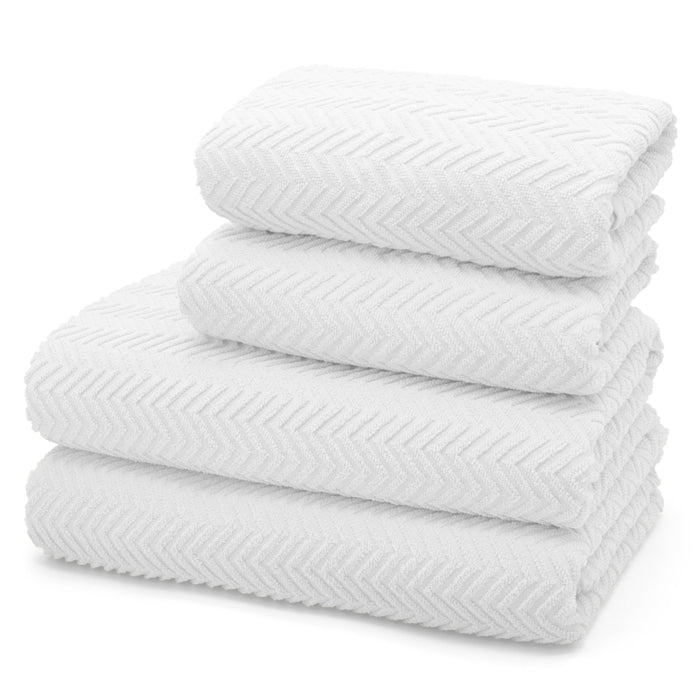 Moda Chevron 500gsm Cotton White Towels