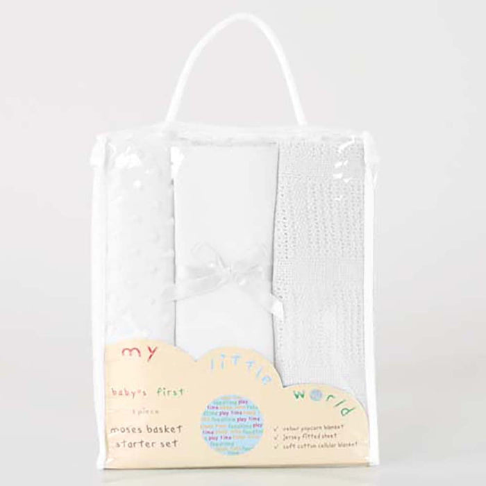 White 3-Piece Moses Basket Starter Set