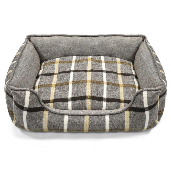 Luxury Check Stripe Natural Cuddler Pet Bed