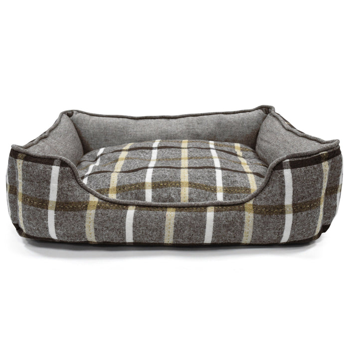 Luxury Check Stripe Natural Cuddler Pet Bed