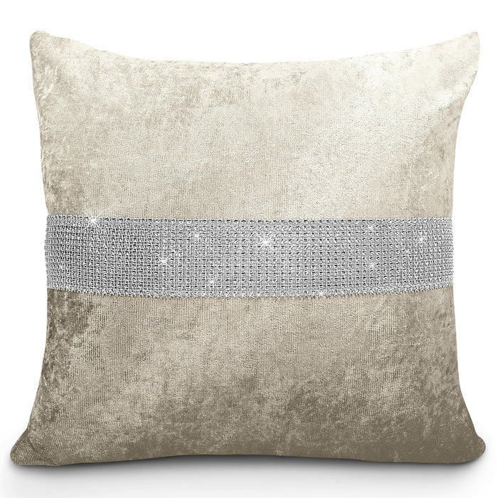 Ombre Crushed Velvet Diamante Natural Cushion Cover