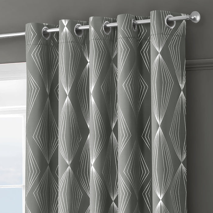 Onyx Grey Thermal Blackout Ready Made Eyelet Curtains