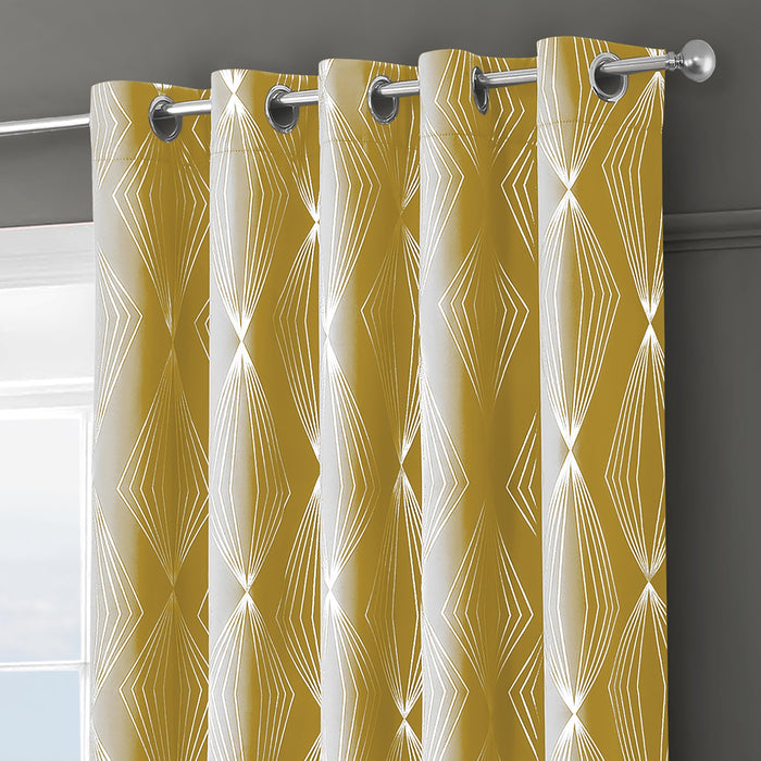 Onyx Ochre Thermal Blackout Ready Made Eyelet Curtains