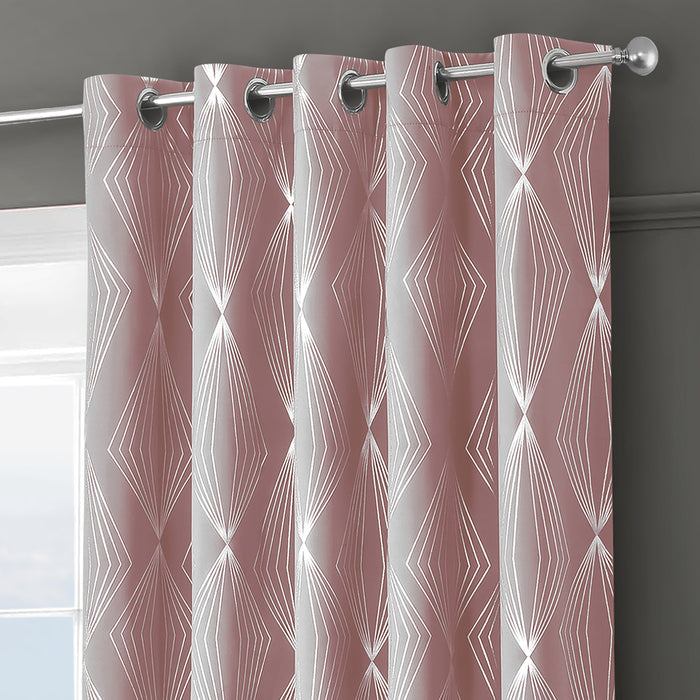 Onyx Blush Pink Thermal Blackout Ready Made Eyelet Curtains