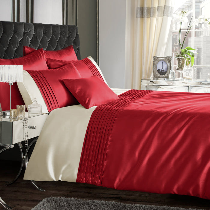 Perez Faux Silk Red Duvet Cover & Pillowcase Set
