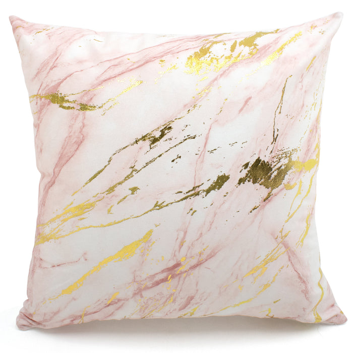 Metallic Foil Pink Marble Cushion Cover
