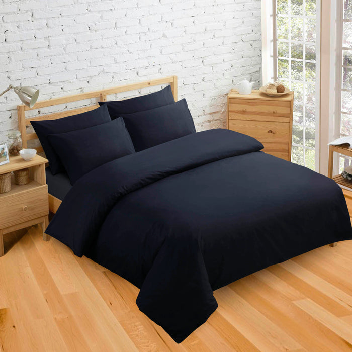 Plain Dyed Black Duvet Cover & Pillowcase Set