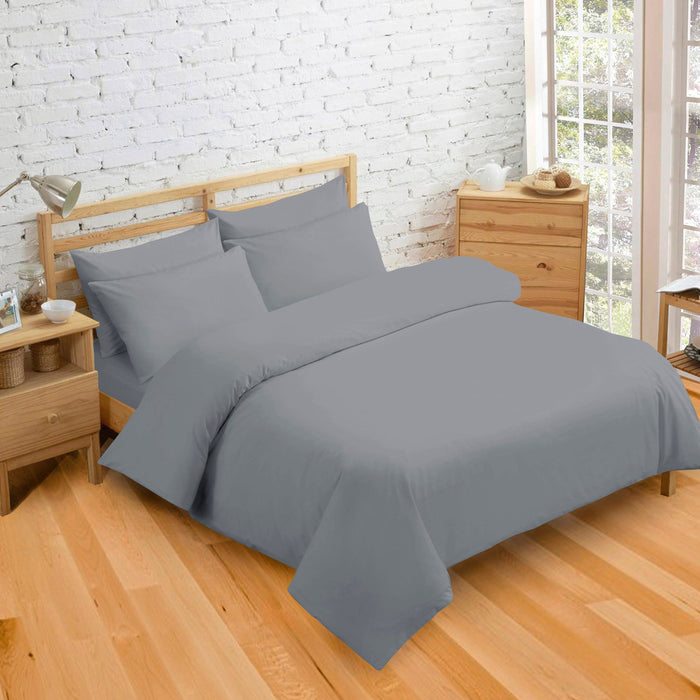 Plain Dyed Grey Duvet Cover & Pillowcase Set