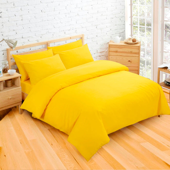 Plain Dyed Yellow Duvet Cover & Pillowcase Set