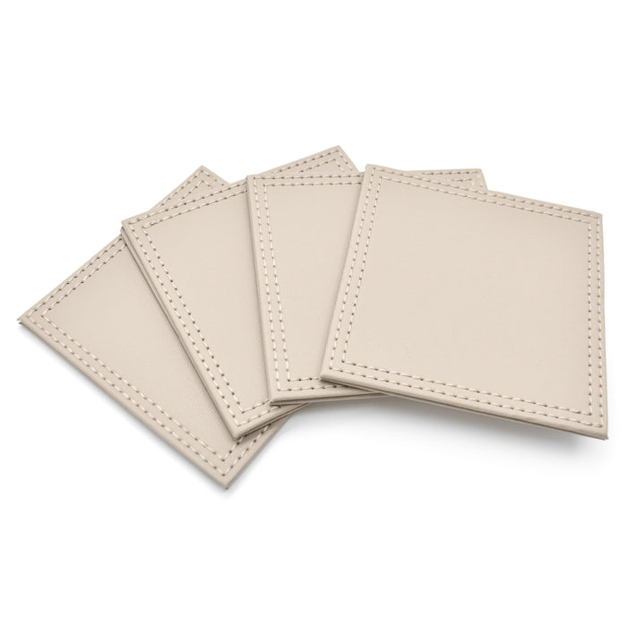Pack of 4 Cream Faux Leather Coasters