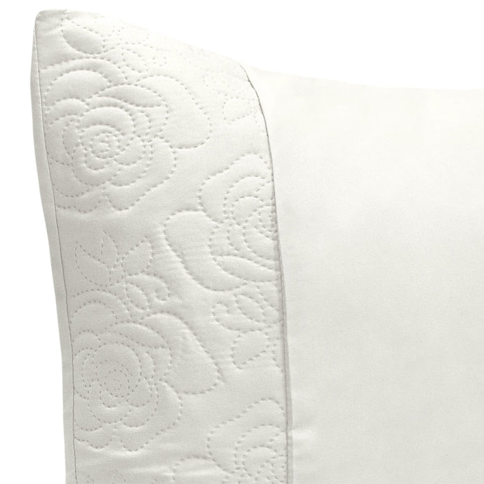 Quilted Floral Embossed Cream Duvet Cover & Pillowcase Set