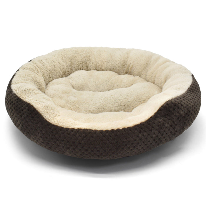 Luxury Round Faux Fur Chocolate Cuddler Pet Bed