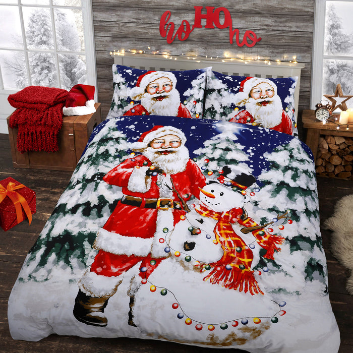 Santa Xmas Lights Duvet Cover & Pillowcase Set