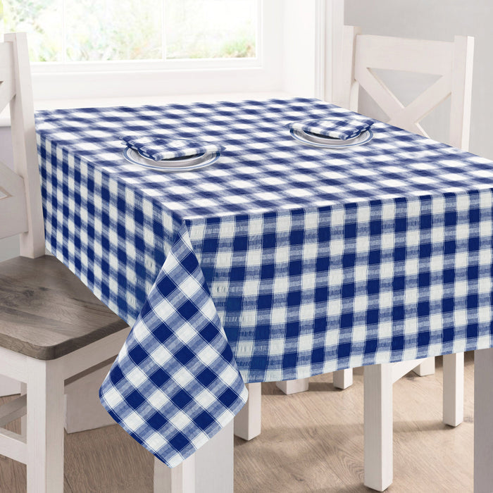 Luxury Seersucker Blue Tablecloth
