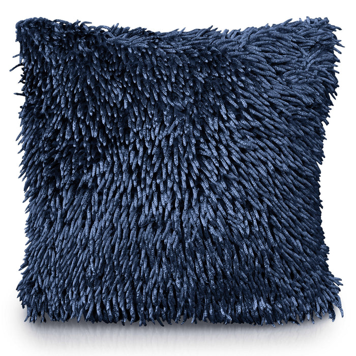 Navy Shaggy Chenille Cushion Cover