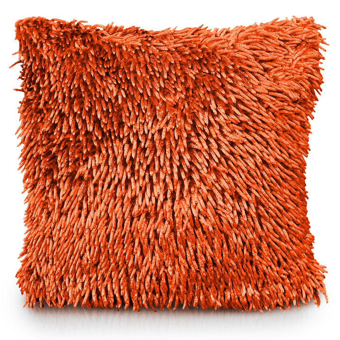 Orange Shaggy Chenille Cushion Cover