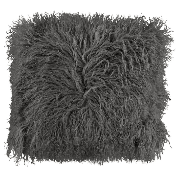 Mongolian Charcoal Shaggy Cushion Cover