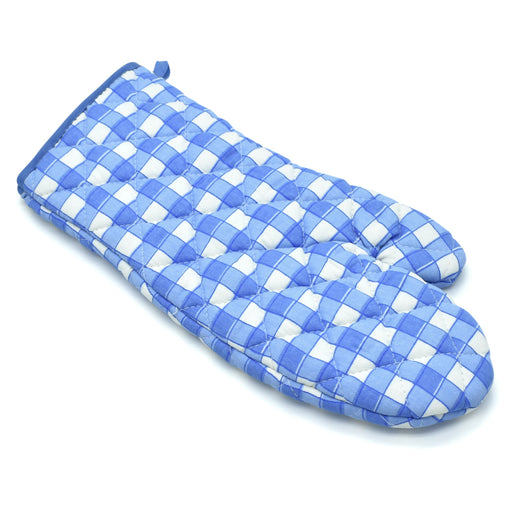 Blue Gingham Check Cotton Oven Glove