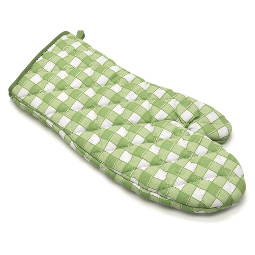 Green Gingham Check Cotton Oven Glove