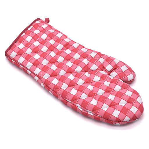 Red Gingham Check Cotton Oven Glove