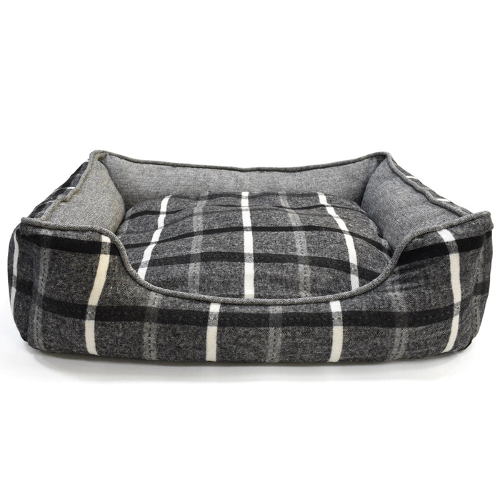 Luxury Check Stripe Slate Grey Cuddler Pet Bed
