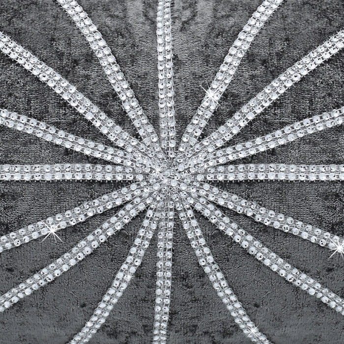 Starburst Crushed Velvet Diamante Charcoal Quilted Bedspread