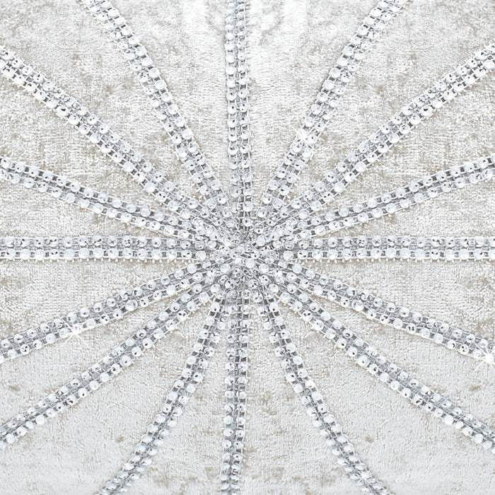 Starburst Crushed Velvet Diamante Cream Quilted Bedspread