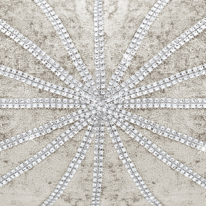 Starburst Crushed Velvet Diamante Natural Quilted Bedspread