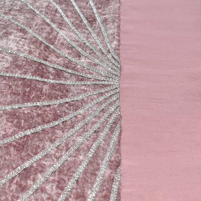 Diamante Starburst Crushed Velvet Pink Duvet Cover & Pillowcase Set